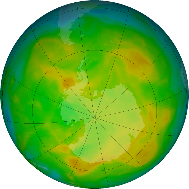 Antarctic ozone map for 03 December 1980